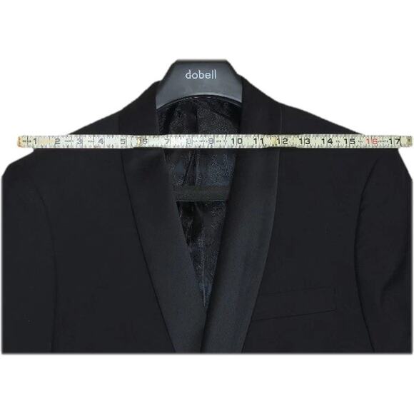 DOBELL Tuxedo Tux Black Full Suit 40R Wool Notch Lapel With Bag - Picture 12 of 14